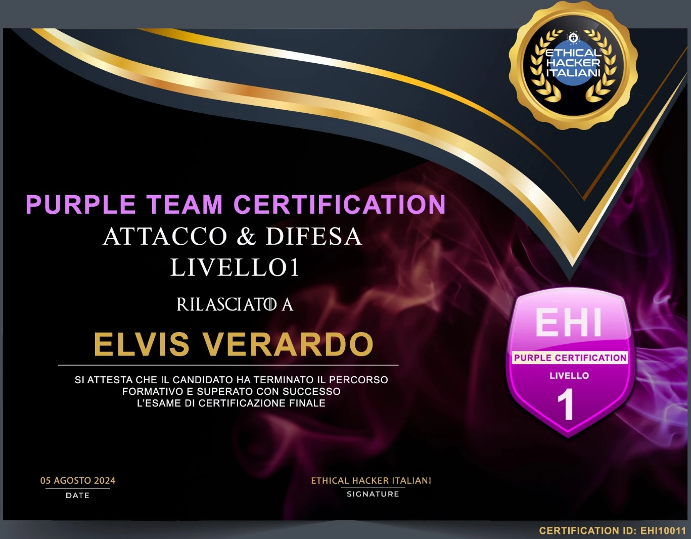 [Elvis Verardo - Certificato Ethical Hacker]